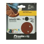 Disque de ponçage Piranha 115mm – K180 (5 pièces)